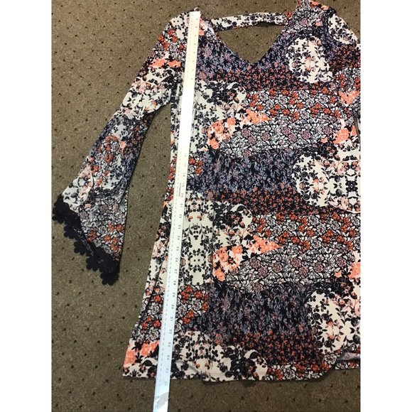 DB Established 1962 Womens BOHO Floral Sheer Sleeve Dress. Navy,peach,white sz10 - Picture 7 of 8